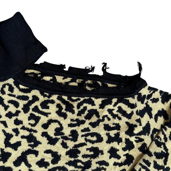 LOVERS+FRIENDS LEOPARD PRINT ARLINGTON ONE SHOULDER  SWEATER SIZE S - Picture 5 of 8